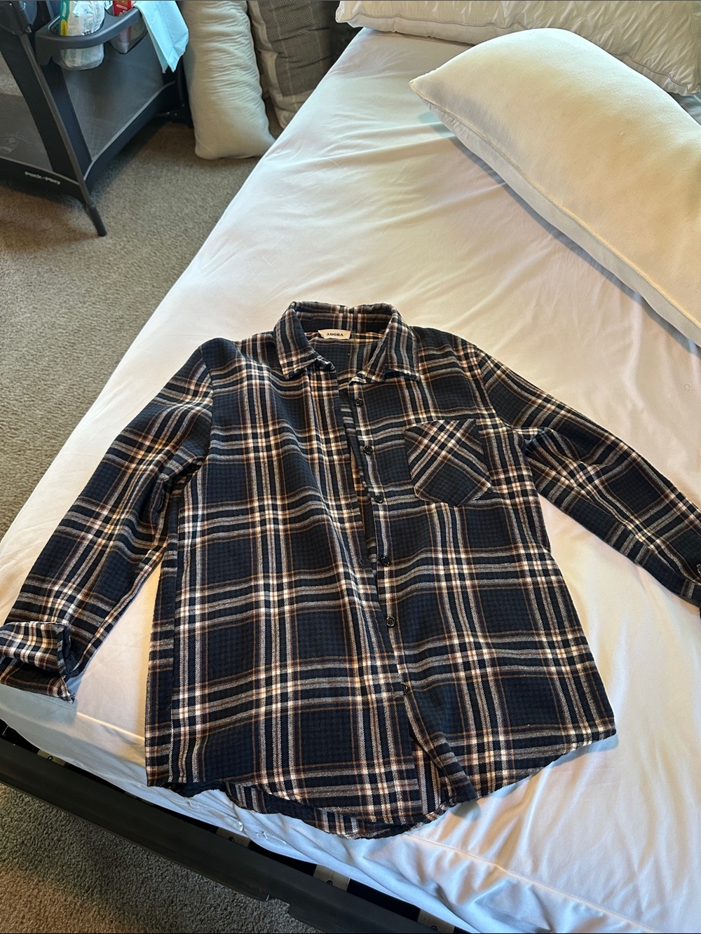 ADORA Navy Blue Plaid Button-Up Shirt